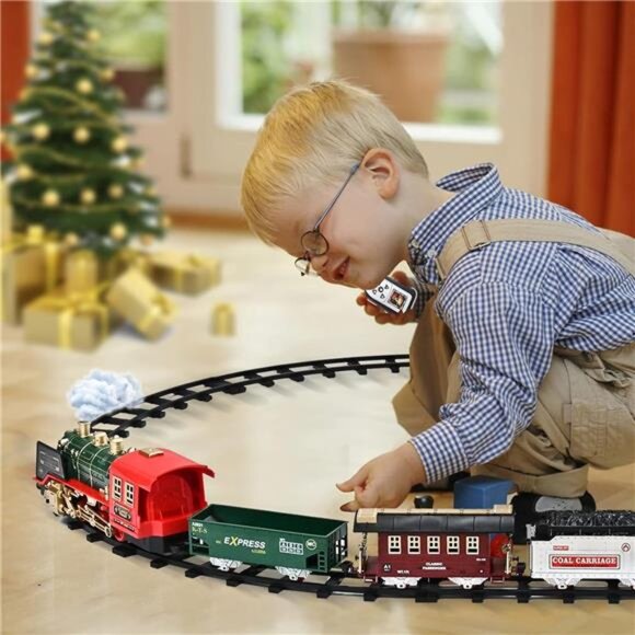 Train Set with Remote Control - Christmas Train Toys - Steam Locomotive - Picture 2 of 7
